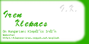 iren klepacs business card